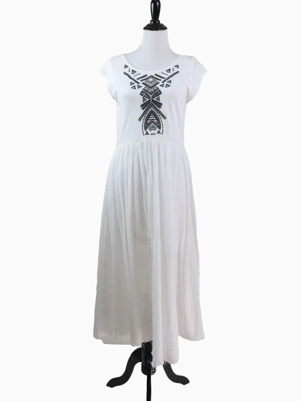 Free People Size M Toosaloosa Slub Meadows Midi Dress White